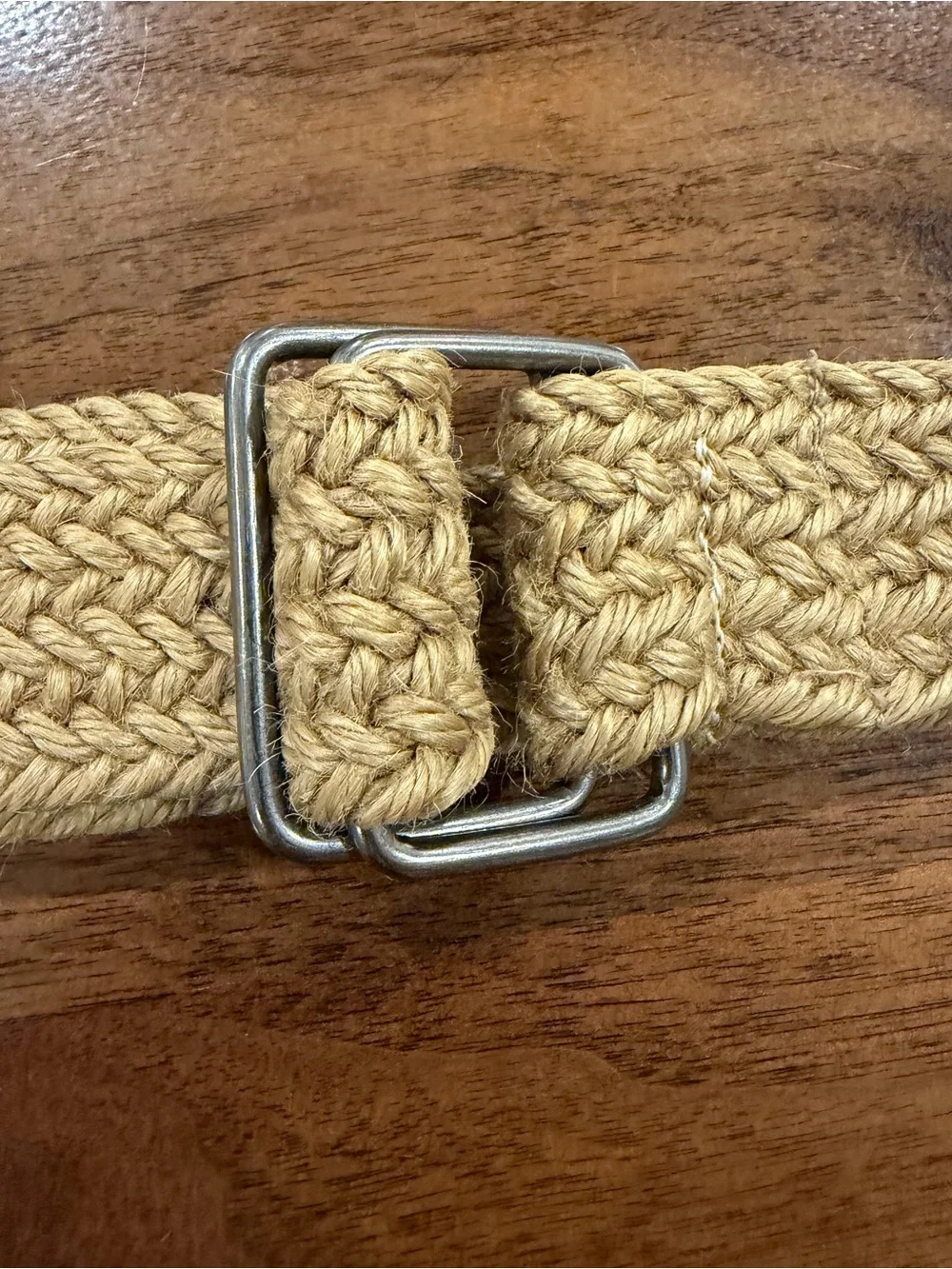 Woven Tan Braided Belt with Silver Buckle